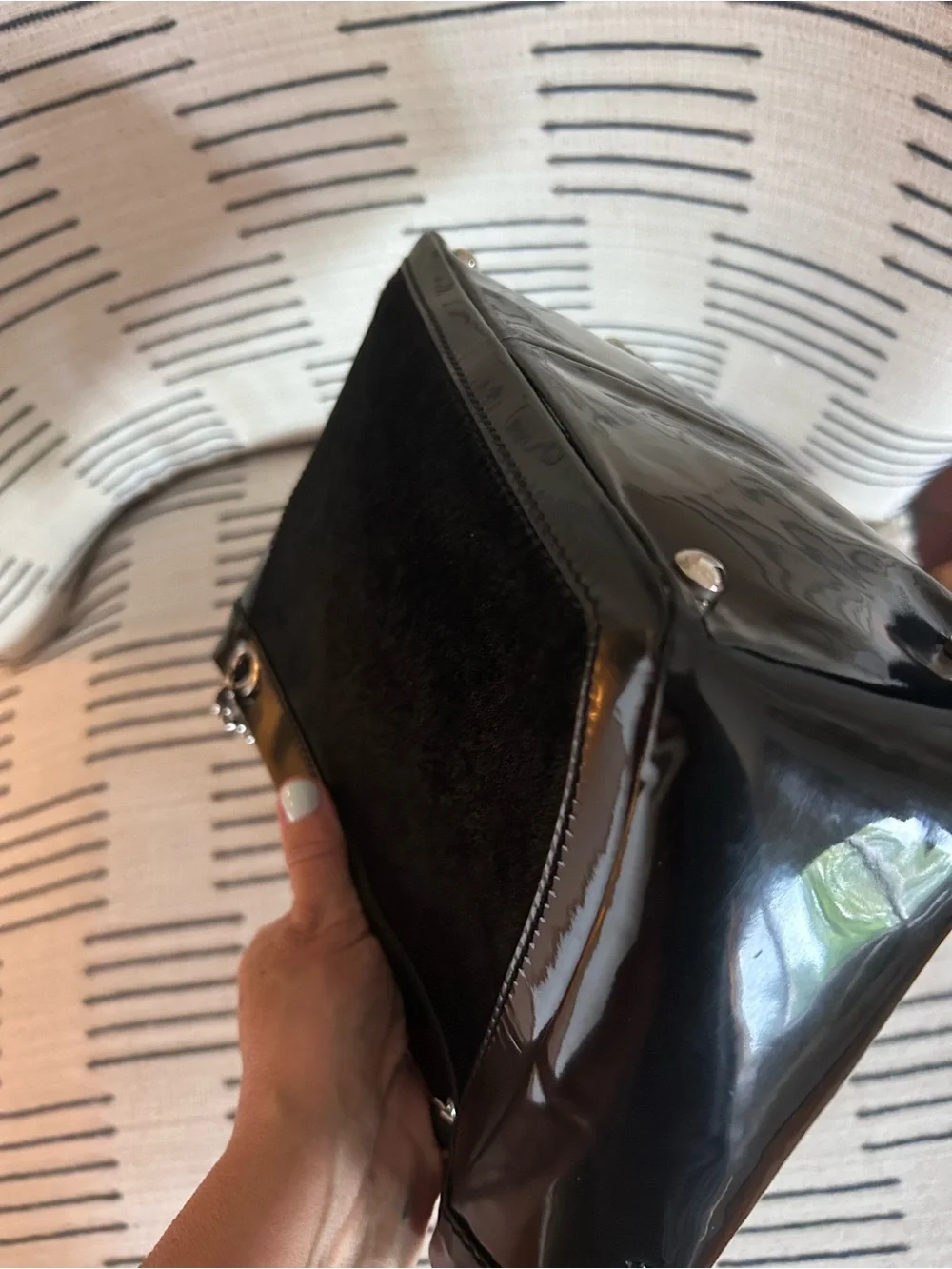 Chanel Black Patent & Pony Hair Vintage Chain-Handle Tote